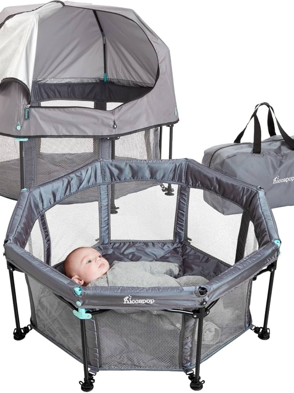 New Hiccapop MiniPod Travel Baby Bed and Dome for On-the-Go 0-9 Months